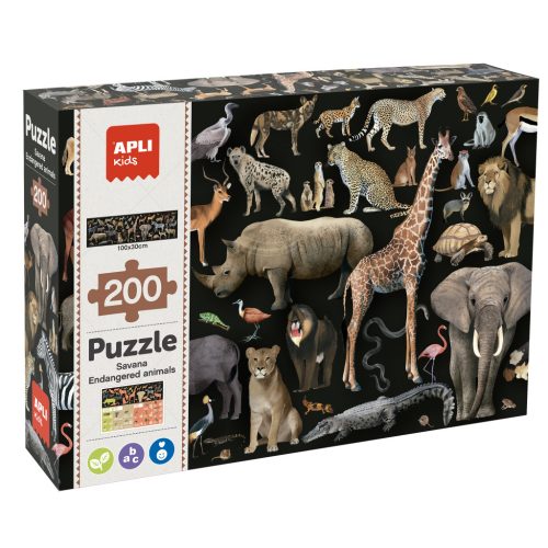 Threatened savanna animals puzzle 200u APLI KIDS