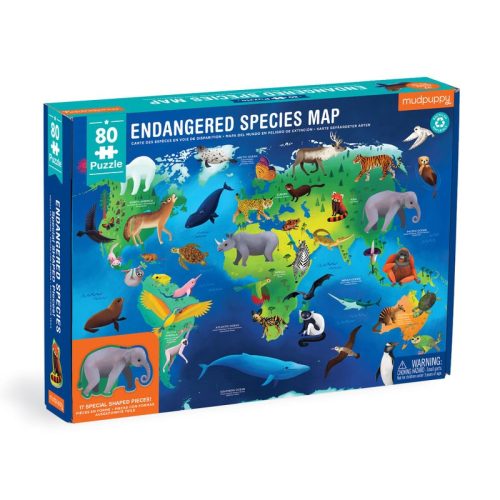 Endangered Species Around the World 80 Piece Geography Puzzle Mudpuppy