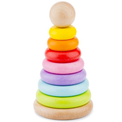 Szivárvány toronyépítő fakarikák - montessori torony játék New Classic Toys