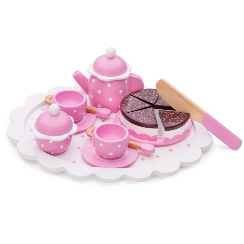 Tea set with cutting cake - pink New Classic Toys