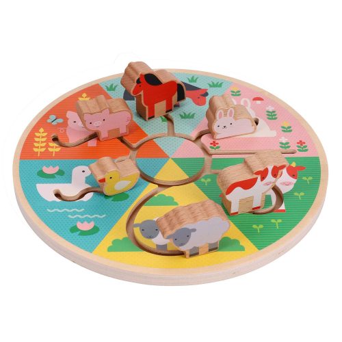 Farm Animals Wooden Sliding Maze Petit Collage